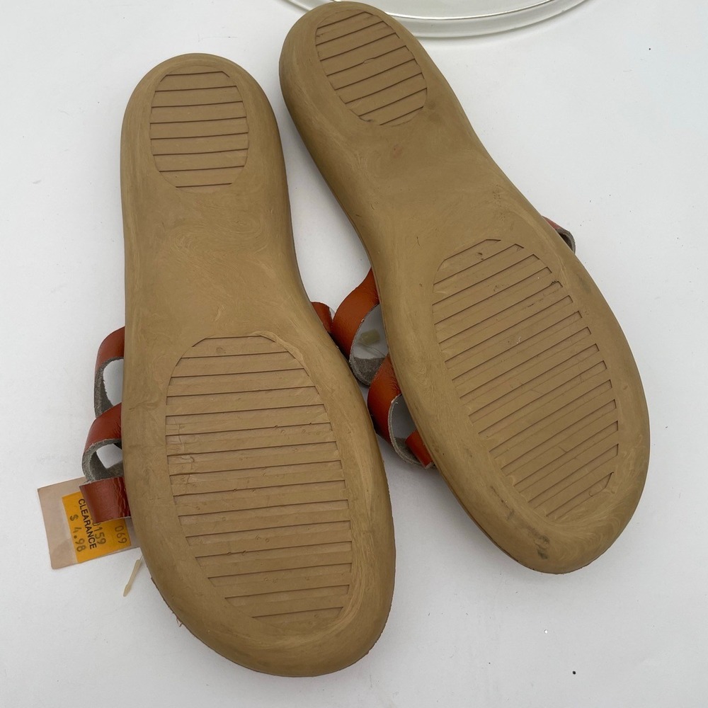 NWT Sport Makers Brown Leather CrissCross Straps Flat Vintage NOS Sandal‎ 6.5 - Picture 4 of 5